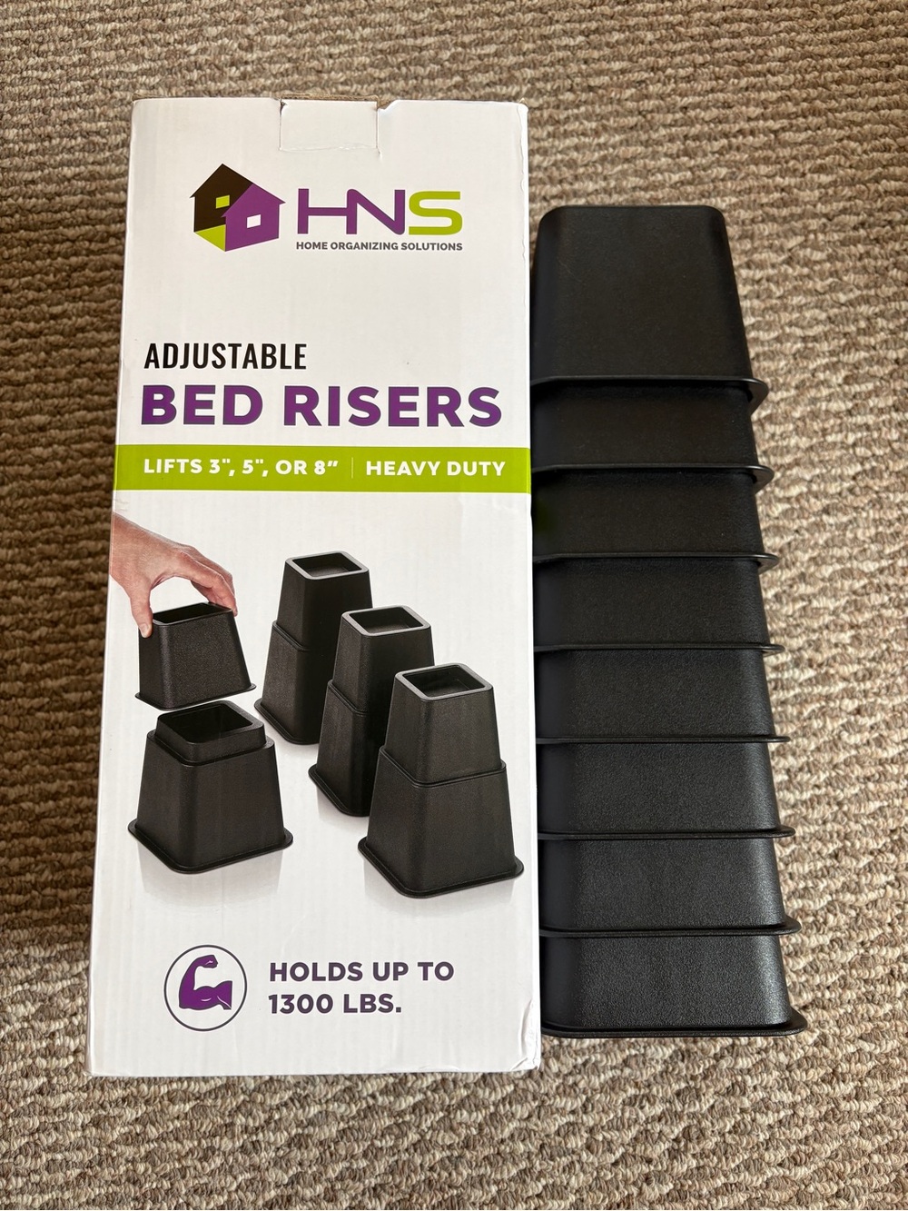 HNS Black Bed Risers - Heavy Duty
